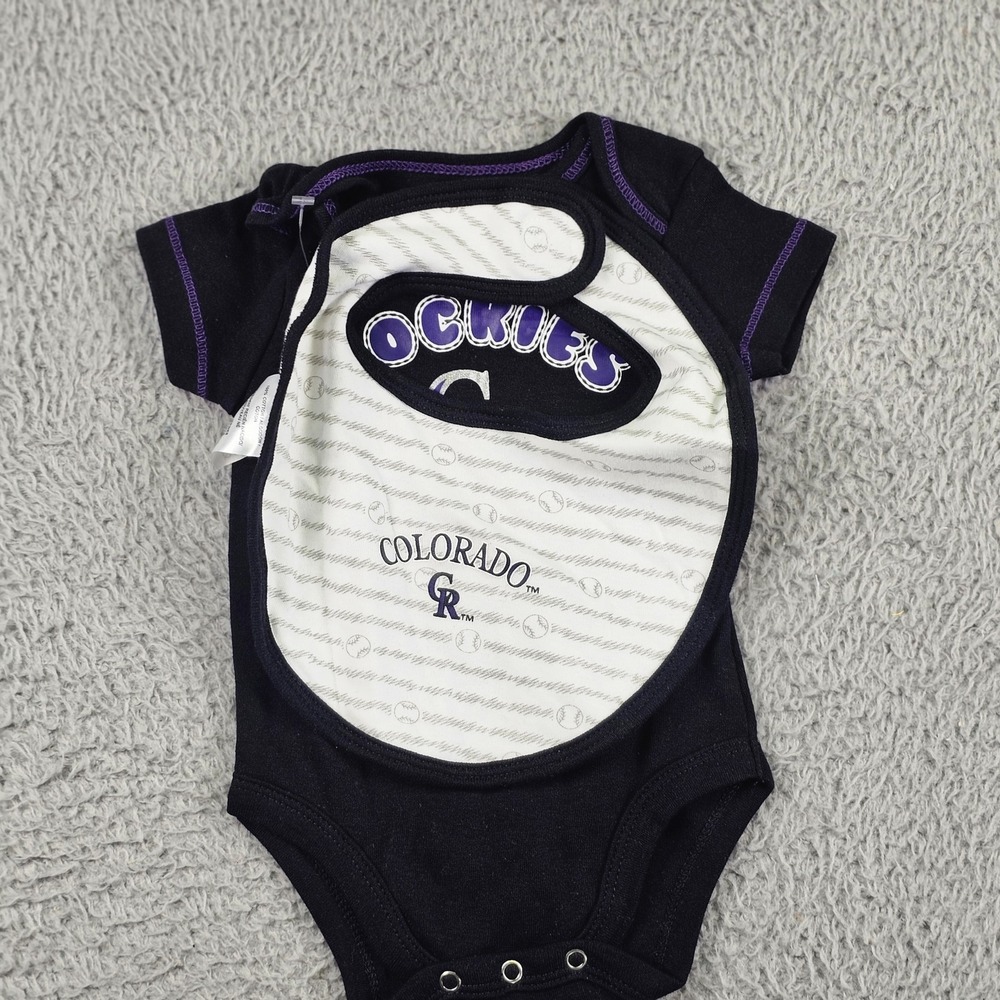 Colorado Rockies‎ Shirt Boys 0-3 Months Black MLB Baseball MLB Baby Bodysuit Bib